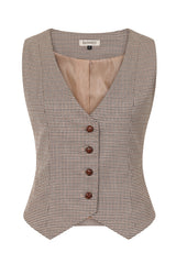Hallie houndstooth waistcoat Brown