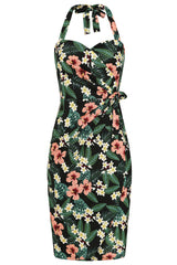 Evie tropical tiare sarong dress Green