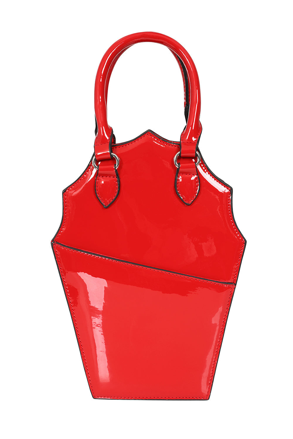 BANNED Ghoul Coffin Red Bag | Shimmer Quilted Gothic Handbag with Spider Web-Red-One Size-EU