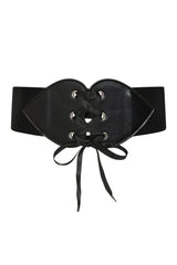 BANNED Sweetheart Elastic Belt   Retro and Rockabilly Laced Heart Elasticated Belt Black