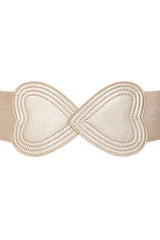 BANNED Heartbeat Elastic Belt   Retro and Rockabilly Heart Elasticated Belt Gold