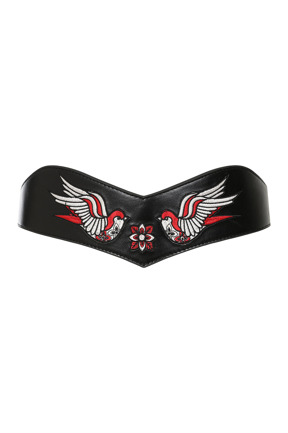 BANNED The Swallows Return   Retro Embroidered Belt with Swallow Design Black