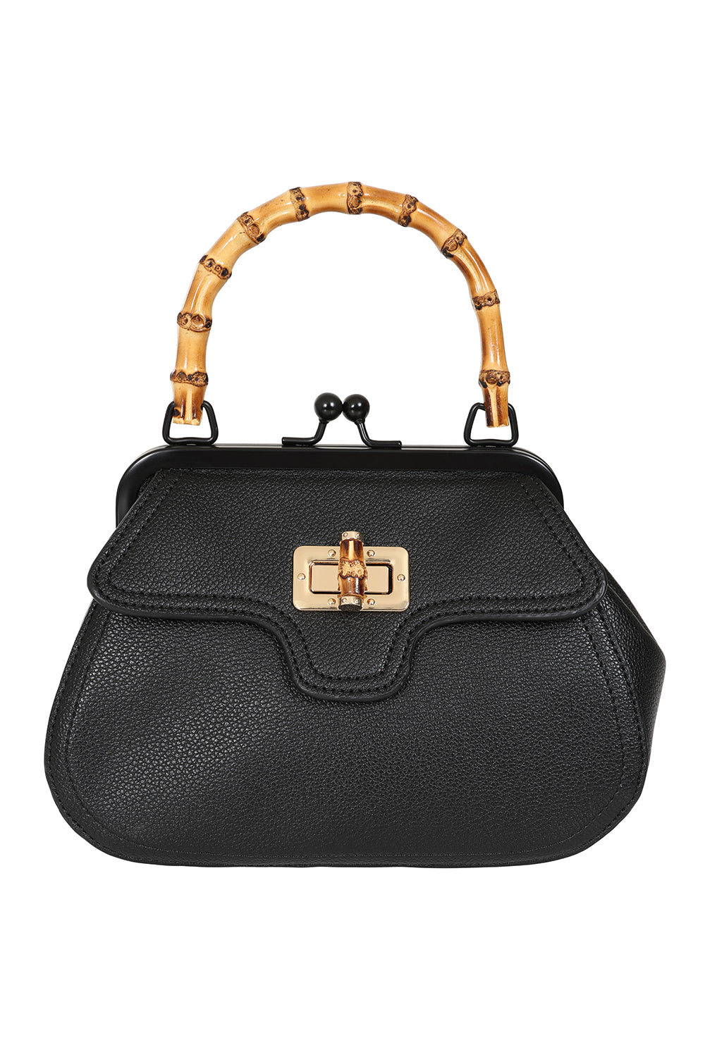 BANNED Aurora Bamboo Handle Handbag | 1950s-Inspired Sustainable Fashion-Black-One Size-EU