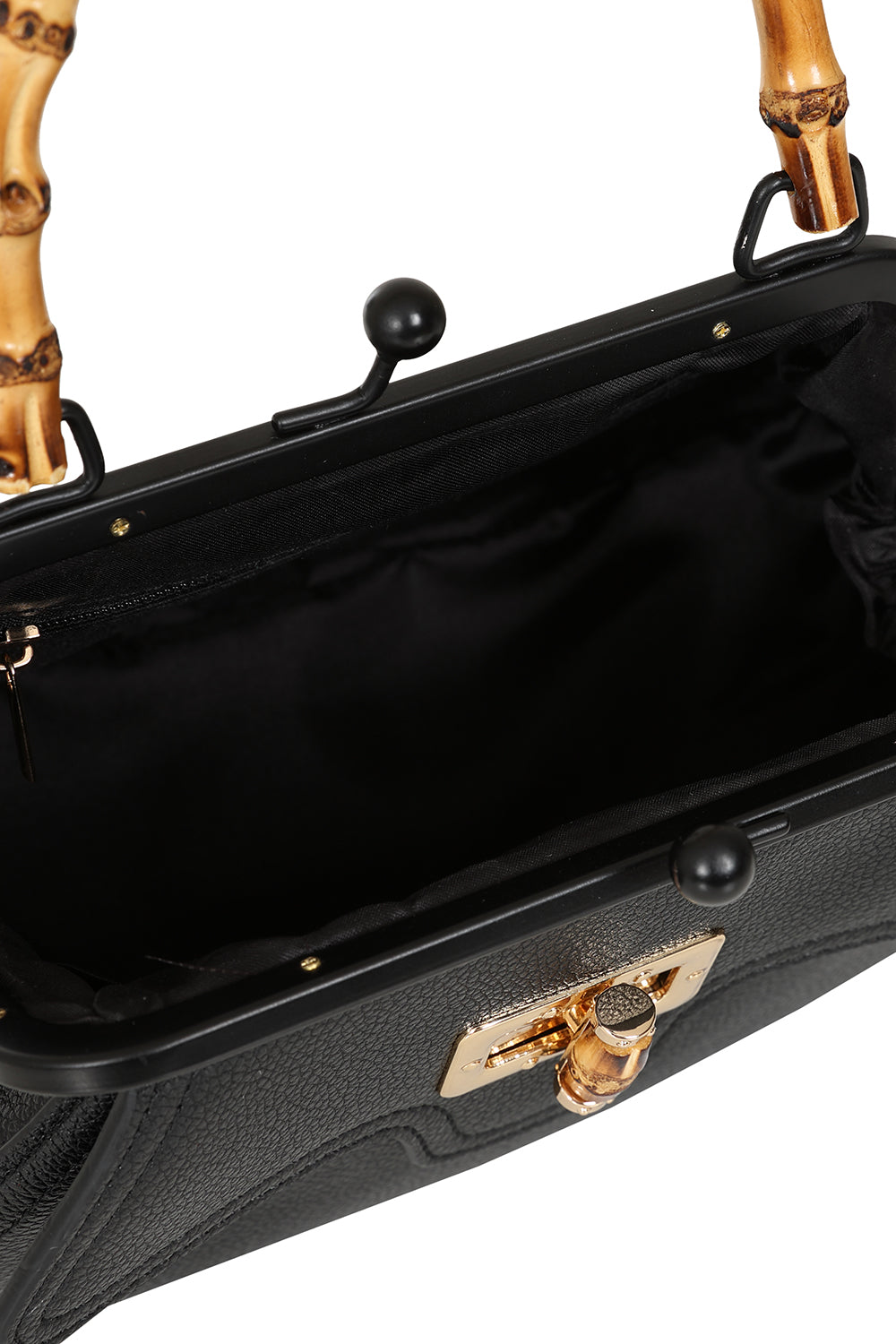 BANNED Aurora Bamboo Handle Handbag | 1950s-Inspired Sustainable Fashion-Black-One Size-EU