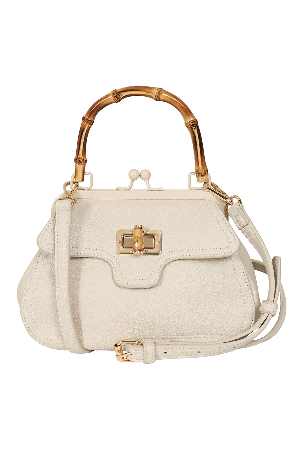 BANNED Aurora Bamboo Handle Handbag | 1950s-Inspired Sustainable Fashion-Cream-One Size-EU