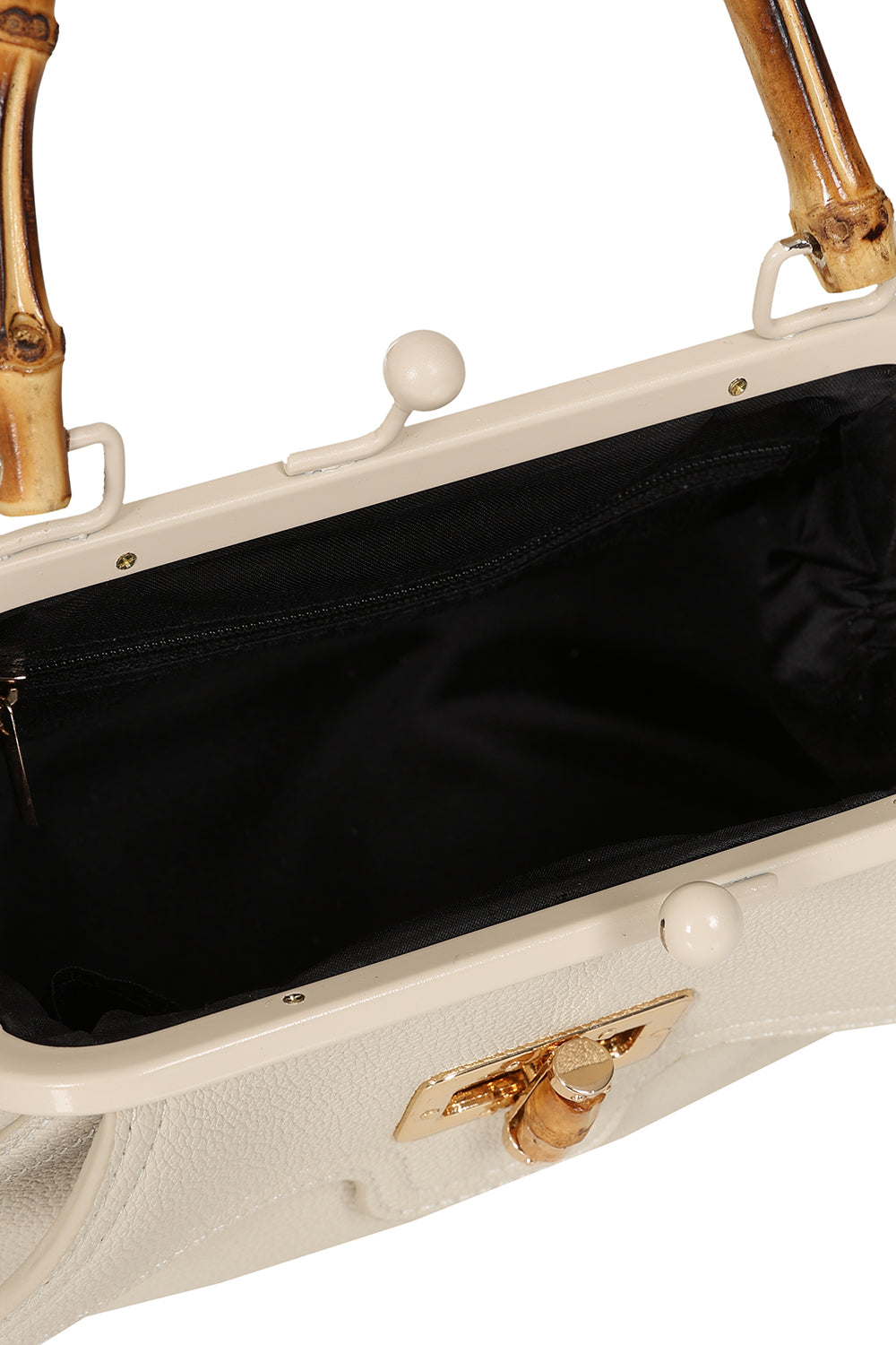 BANNED Aurora Bamboo Handle Handbag | 1950s-Inspired Sustainable Fashion-Cream-One Size-EU