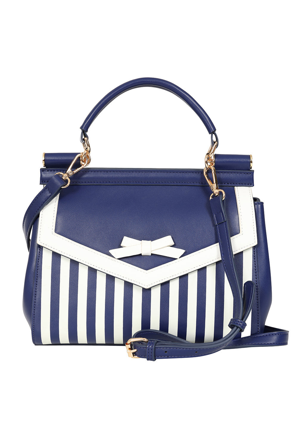 BANNED Ravello Nautical Stripe Handbag | 1940s-Inspired Maritime Style-Navy-One Size-EU
