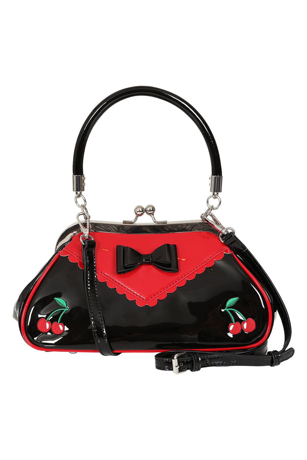 BANNED Billie Jean Lacquer Cherry Handbag | Rockabilly Pin-up Style-Red/Black-One Size-EU