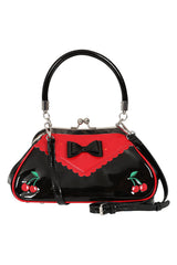BANNED Billie Jean Lacquer Cherry Handbag | Rockabilly Pin-up Style-Red/Black-One Size-EU