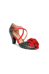 KELLY LEE PIN UP PEEP TOE Black/Red