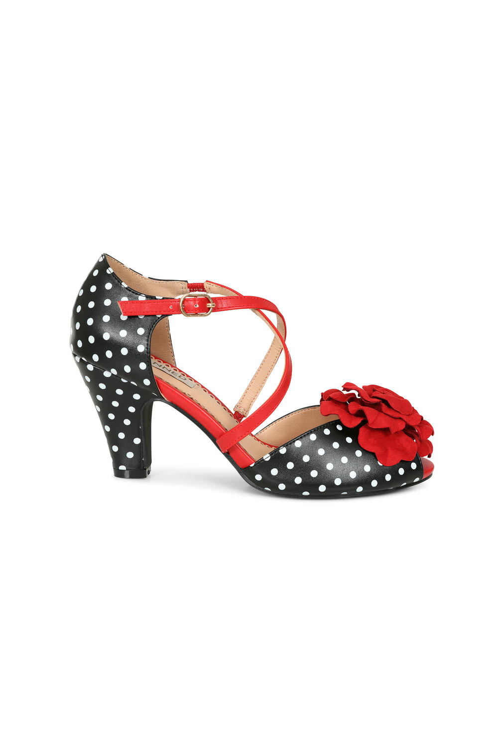 KELLY LEE PIN UP PEEP TOE Black/Red