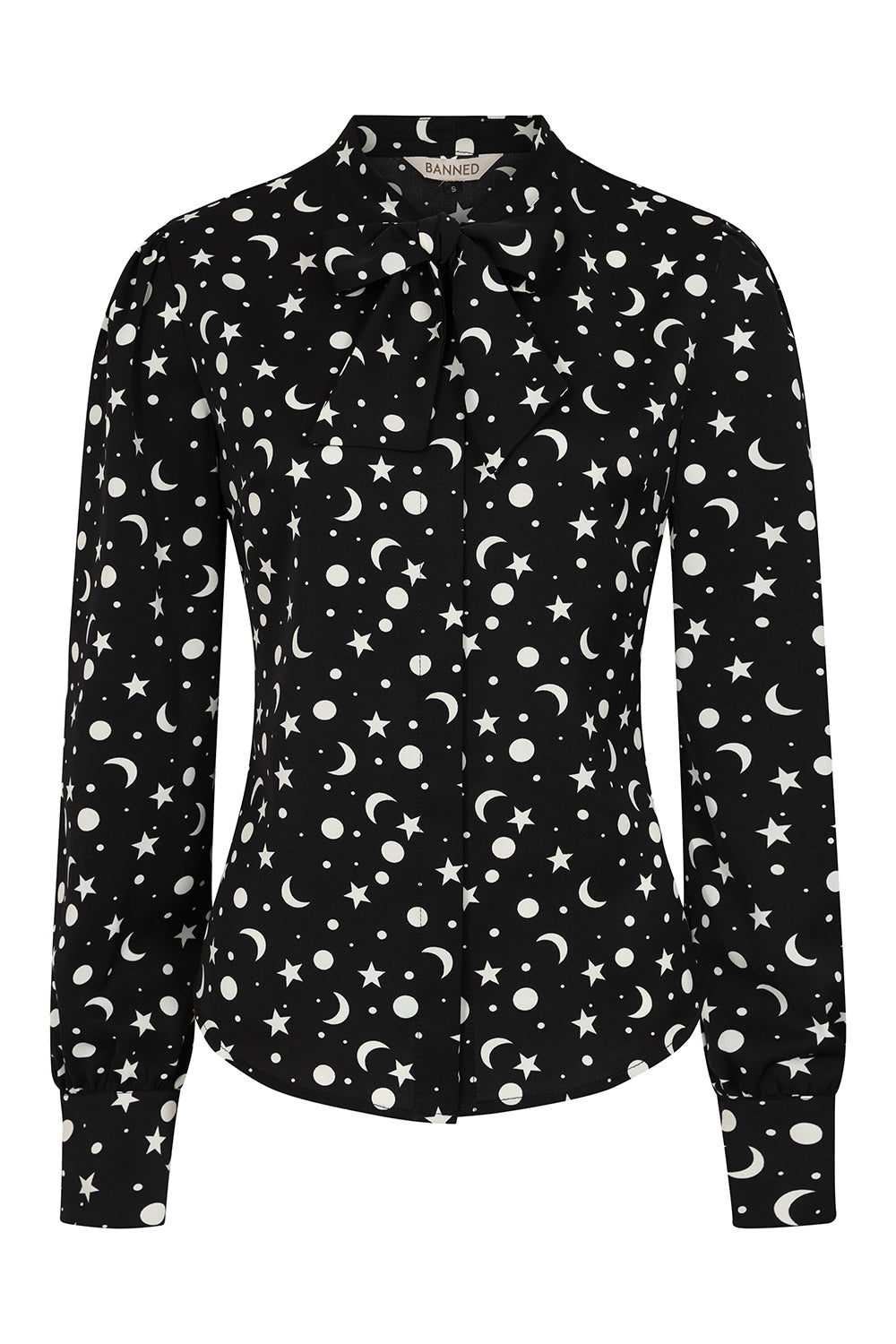 1960's Banned Retro My Moon and Stars black blouse