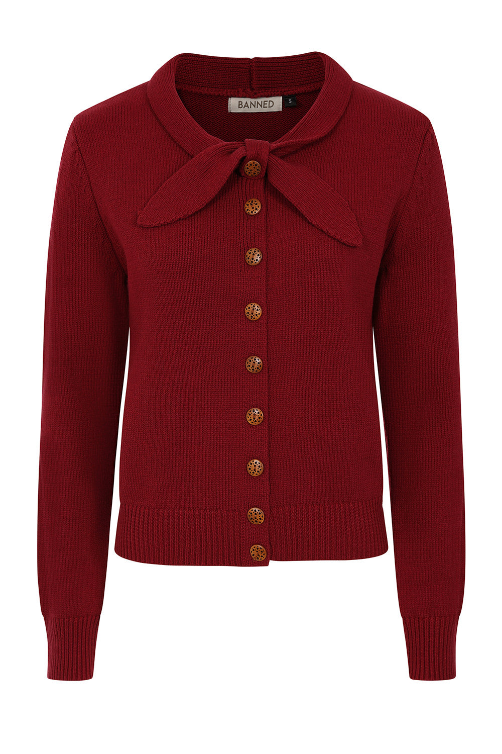 1940's Banned Retro Katy Knot Burgundy knit cardigan