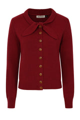 1940's Banned Retro Katy Knot Burgundy knit cardigan