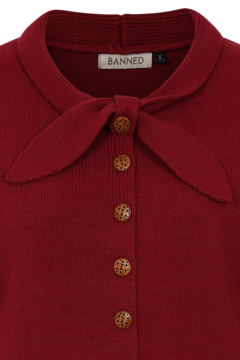1940's Banned Retro Katy Knot Burgundy knit cardigan