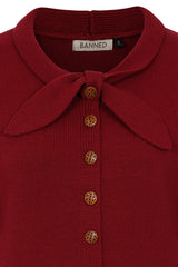 1940's Banned Retro Katy Knot Burgundy knit cardigan