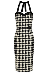 BANNED Retro Rhona Harlequin Pencil Dress with Sweetheart Neckline
