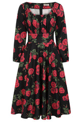 Banned Mina Romantic Roses Swing Dress - 50s Style Floral Circle Dress
