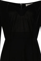 Banned Amalia Velvet Maxi Dress - Off-Shoulder 3/4 Sleeve Fitted Gown