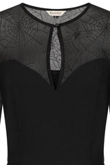 BANNED Elvira Gothic Spiderweb Maxi Dress with Mesh Sleeves