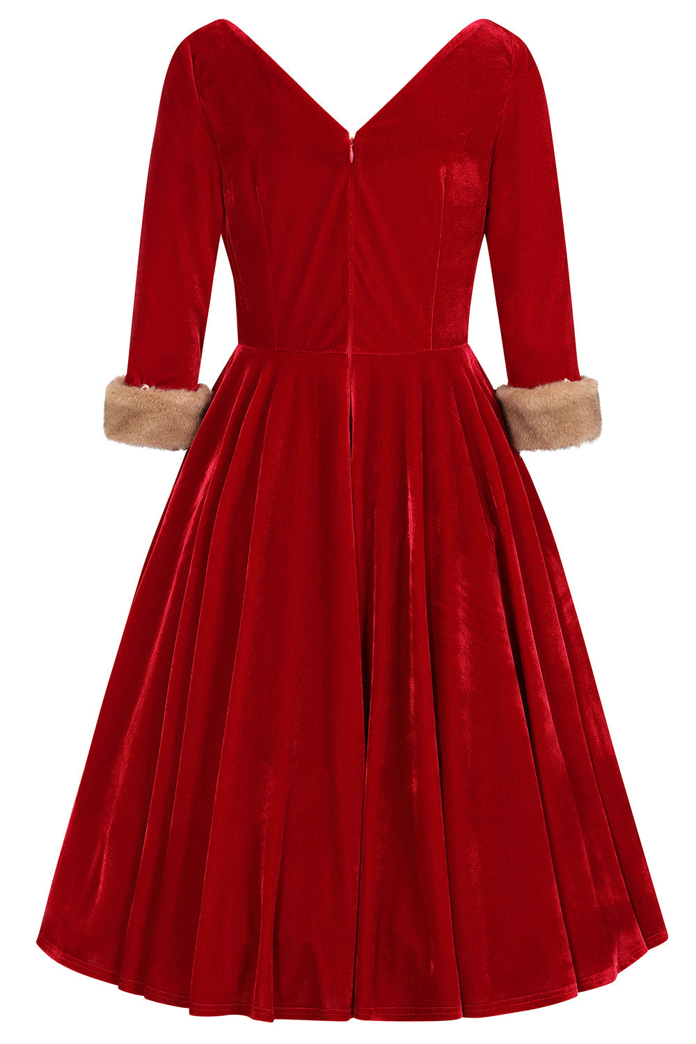 Banned Nina Velvet and Fur Swing Dress - 50s Style Twisted Bodice Circle Dress