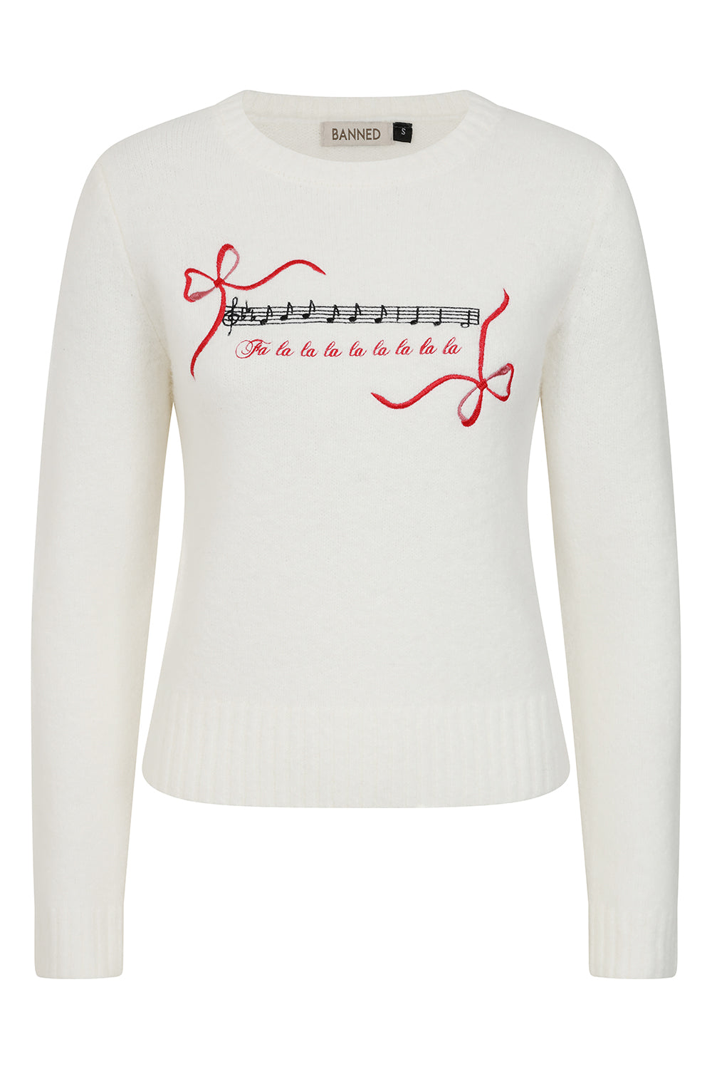 Banned Natalia Christmas Carol Jumper - 50s Style Embroidered Holiday Sweater