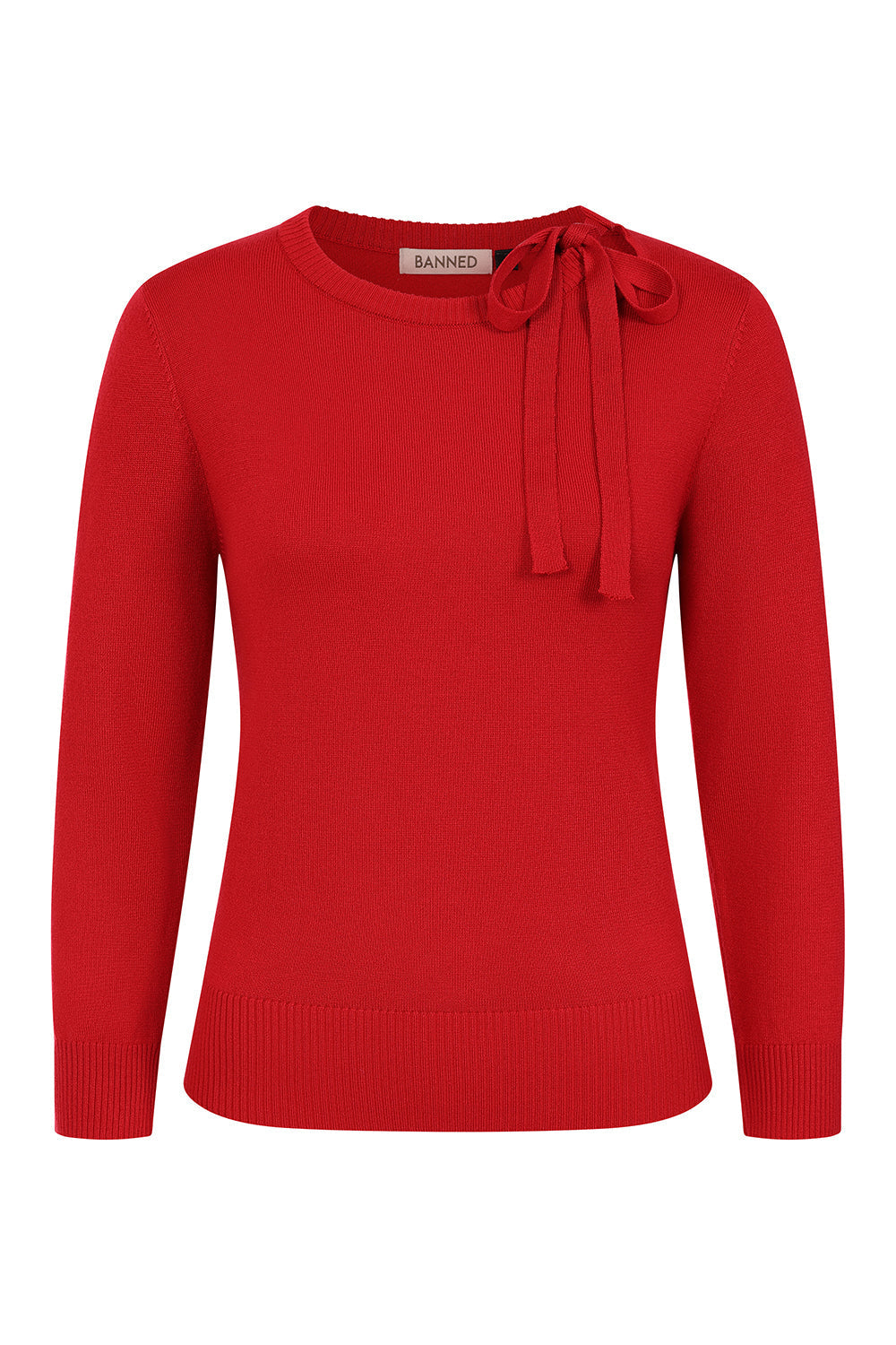Banned Bella Bow Knit Jumper - 50s Style Keyhole Collar Sweater