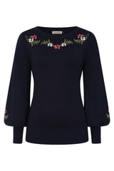 Banned Carla Romantic Floral Jumper - 70s Style Victorian Sleeve Sweater