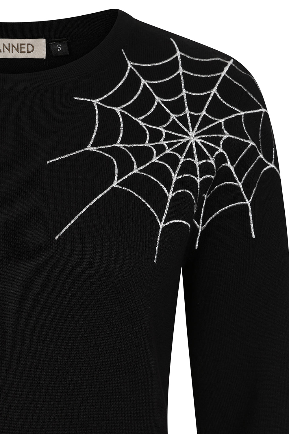 Banned Alina Spiderweb Jumper - 40s Style Gothic Embroidered Sweater