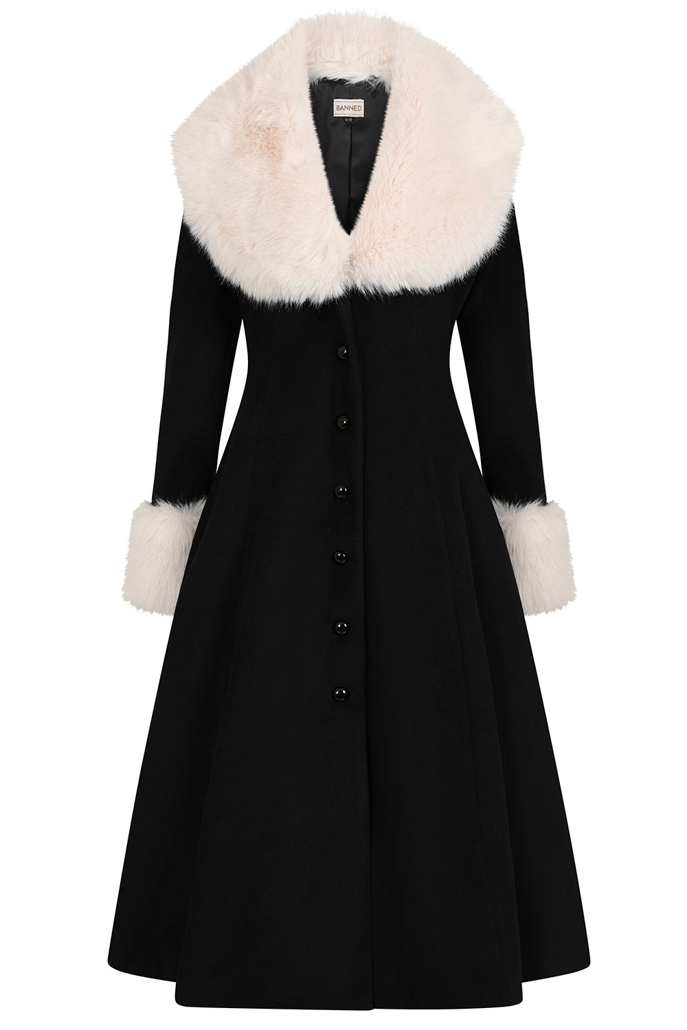 Banned Martha Fur Trim Swing Coat - 50s Style Faux Fur Collar Coat