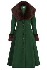 Banned Martha Fur Trim Swing Coat - 50s Style Faux Fur Collar Coat