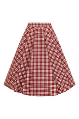 1950's Banned Retro Cary Burgundy check swing skirt