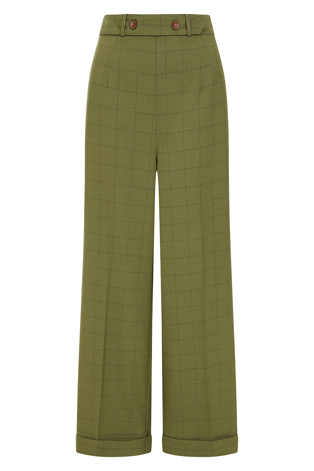 Banned Retro 1950's Style Bonnie Check Green Trouser