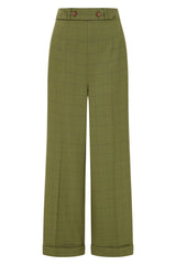 Banned Retro 1950's Style Bonnie Check Green Trouser