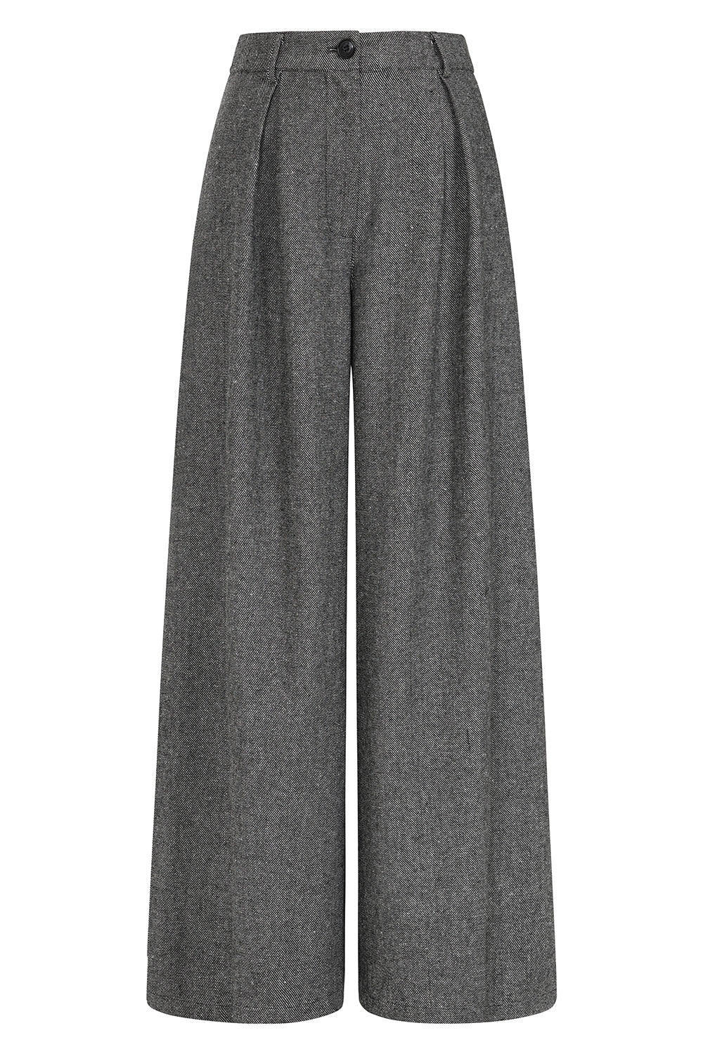 Banned Lori Herringbone Palazzo Trousers - 40s Style Wool Mix Wide Leg Pants