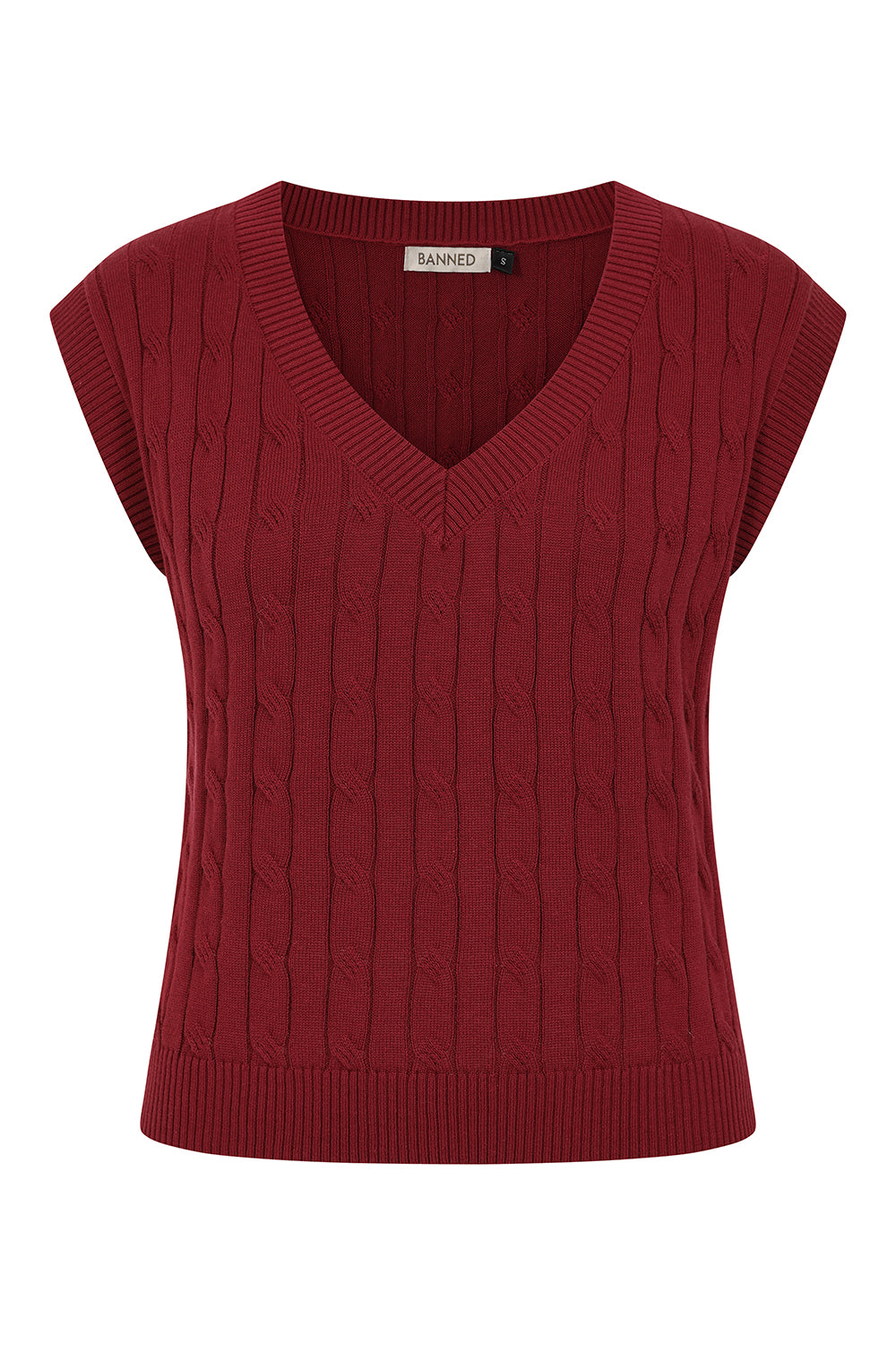 Banned Gina Cable Knit Waistcoat - 40s Style Menswear Inspired Vest