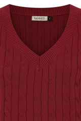 Banned Gina Cable Knit Waistcoat - 40s Style Menswear Inspired Vest