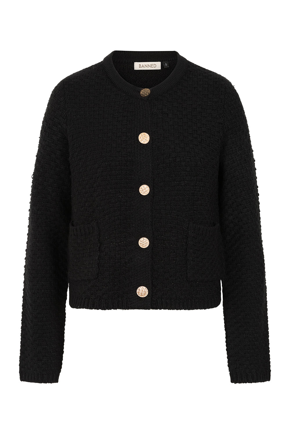 Banned Victoria 40s Crop Cardigan - Wool Mix Textured Jacket Style cardigan