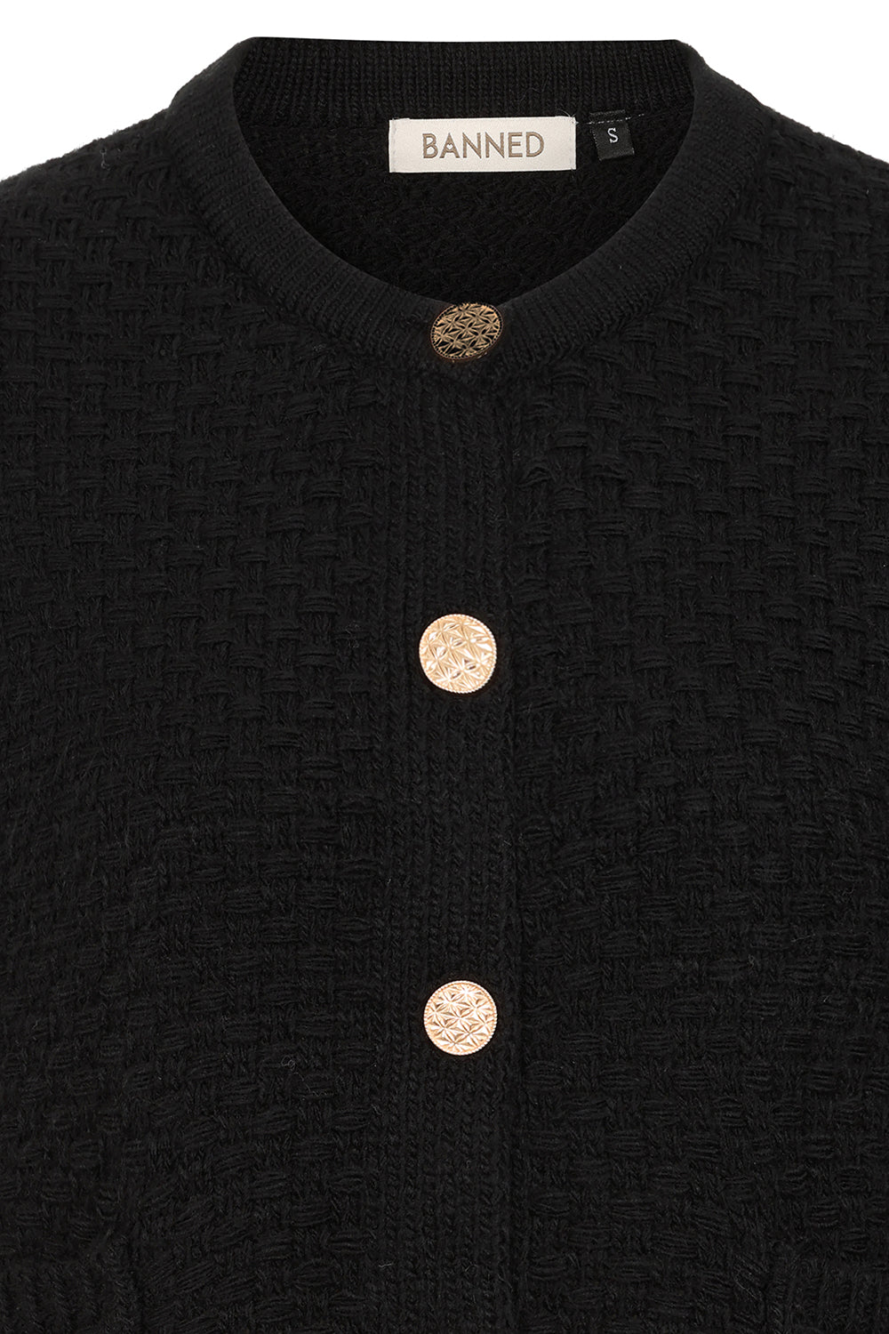 Banned Victoria 40s Crop Cardigan - Wool Mix Textured Jacket Style cardigan