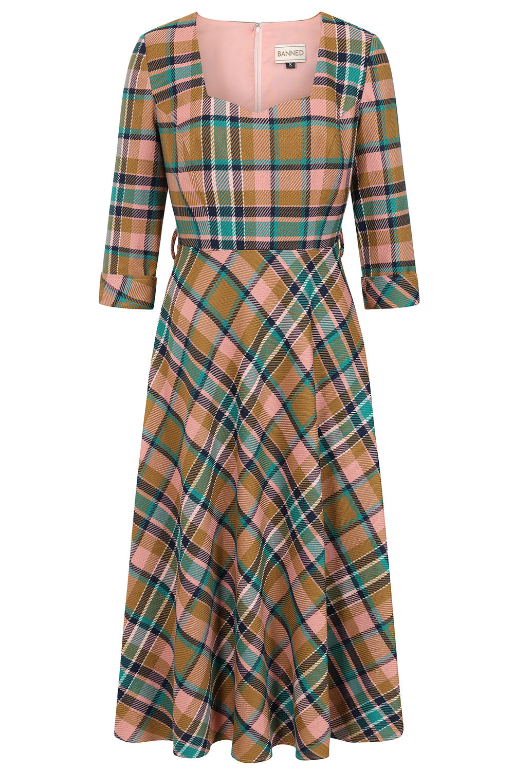 1950's Banned Retro Harriet Plaid Blush Dress