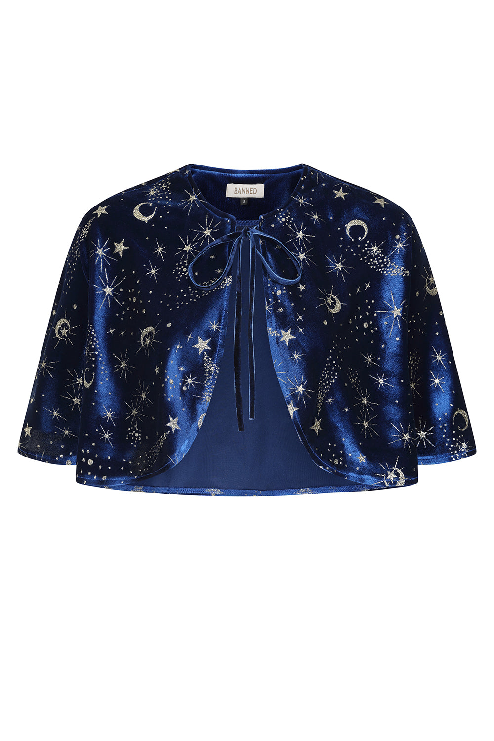 Banned Gloria Celestial Maxi Dress - 50s Style Galaxy Print Dress with Cape