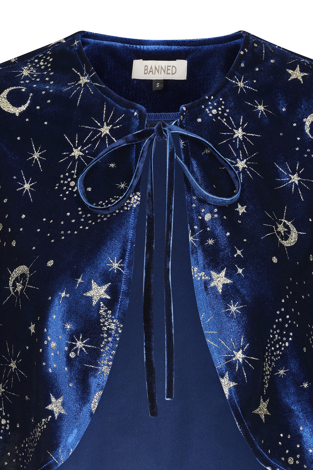 Banned Gloria Celestial Maxi Dress - 50s Style Galaxy Print Dress with Cape