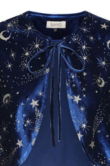 Banned Gloria Celestial Maxi Dress - 50s Style Galaxy Print Dress with Cape