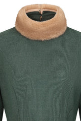 Banned Lorna 40s Swing Dress - Vintage Style Detachable Contrasting Fur Collar Circle Dress