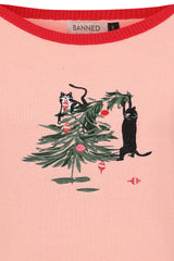 Banned Kiki Purrfect Christmas Jumper - 50s Style Cat Embroidered Sweater