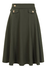 Banned Retro Book Club Swing Skirt with Button and faux flap pocket details