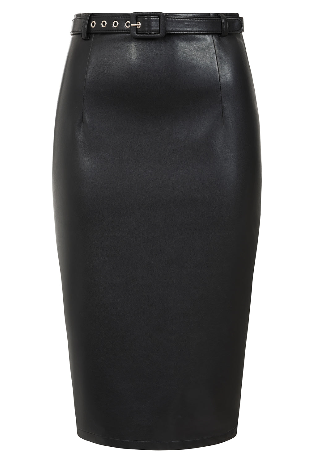 Banned Ada PU Pencil Skirt - 50s Style Secretary Vegan Leather Skirt