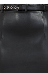 Banned Ada PU Pencil Skirt - 50s Style Secretary Vegan Leather Skirt