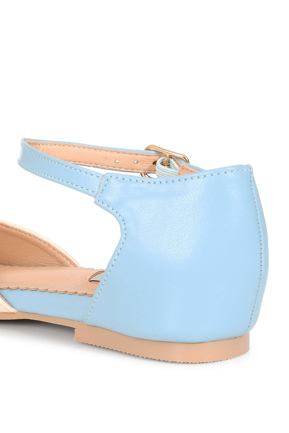 BANNED Retro Dapper Dancemates Flats Retro Two-Tone Brogue Sandals With Hidden Wedge & Ankle Strap-Light Blue