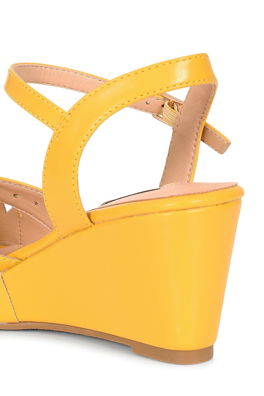 BANNED RETRO Sunny Daze Wedge 1940s-Inspired Cut-Out Peep Toe Sandals With Ankle Strap-Mustard